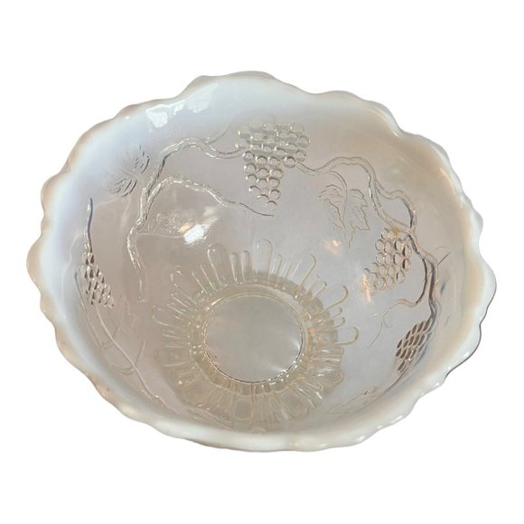 Vtg Jefferson Northwood Glass Opalescent Edge Grapes Footed Candy Bowl - Picture 2 of 6